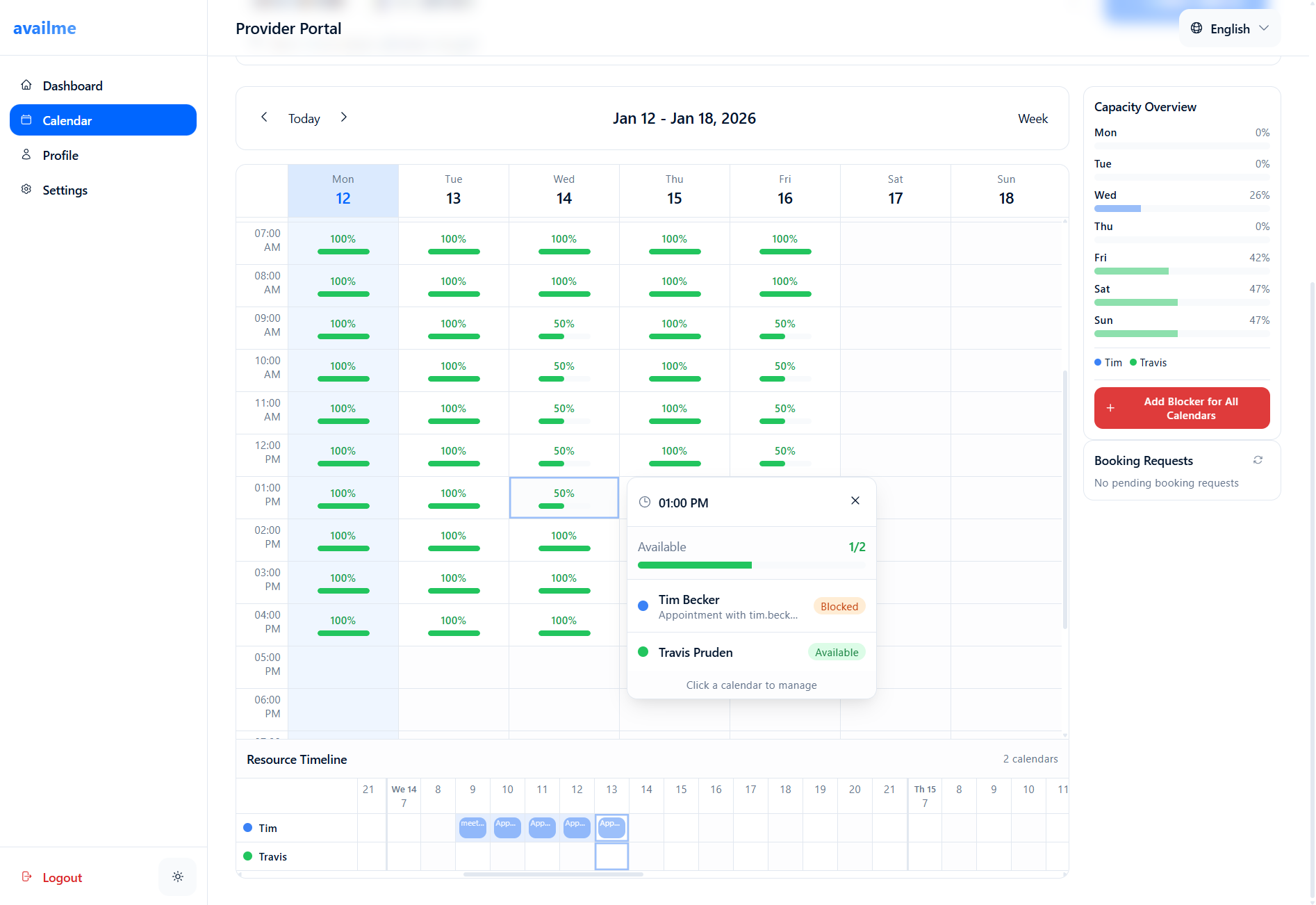 availme calendar preview